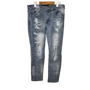 RawX Distressed Blue Paint Splatter Denim Jeans Size 34